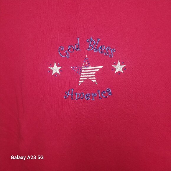 Patriotic Red "God Bless America" T-Shirt 2X Me Energy Sportswear 100% Cotton - Picture 2 of 5